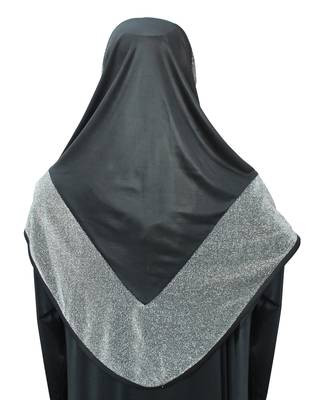 Mehar Hijab's Modest Women's Stylish Dual Color Combination with Glitter Fabric Instant GTrendy Hijab XL 2