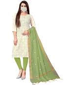 White Slub Cotton Printed Unstitched Dress Material
