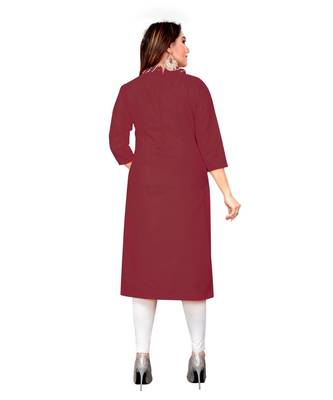 Maroon Slub Cotton Printed Unstitched Dress Material 2