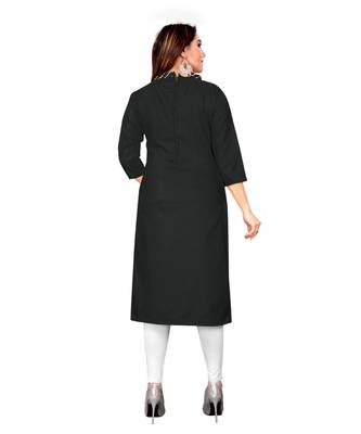 Black Slub Cotton Printed Unstitched Dress Material 2