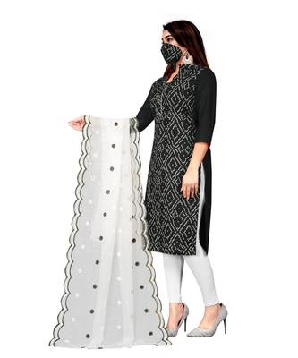 Black Slub Cotton Printed Unstitched Dress Material 3