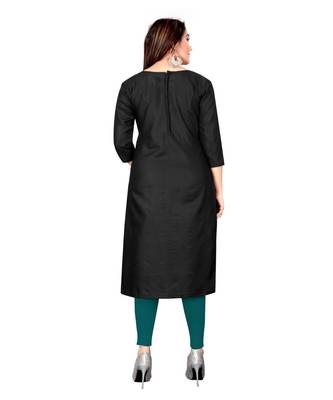 Black Slub Cotton Embroidered Unstitched Dress Material 2