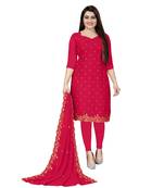 Pink Georgette Embroidered Unstitched Dress Material