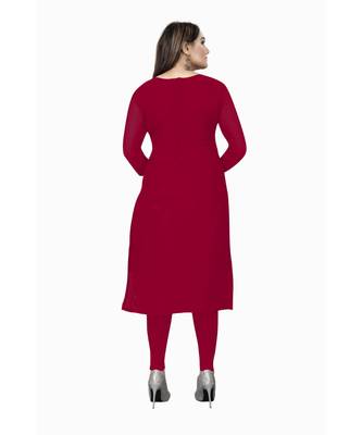 Red Georgette Embroidered Unstitched Dress Material 3