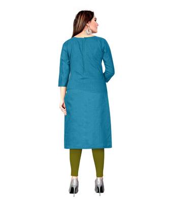 Blue Banarasi Cotton Embroidered Unstitched Dress Material 2
