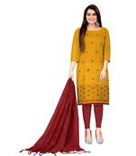 Mustrad Banarasi Cotton Embroidered Unstitched Dress Material