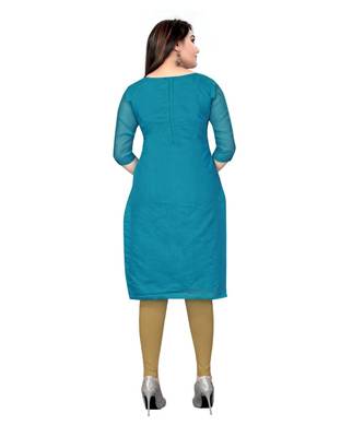 BLue Chanderi Cotton Embroidered Unstitched Dress Material 4