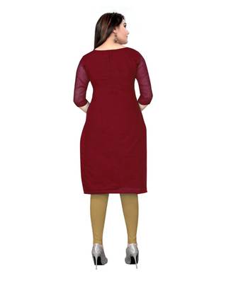 Maroon Chanderi Cotton Embroidered Unstitched Dress Material 4