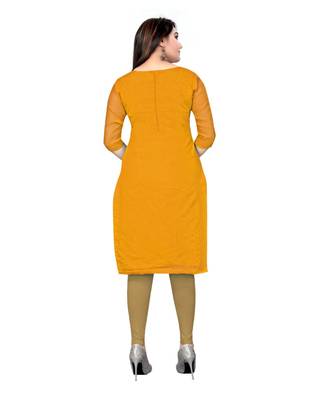 yellow Chanderi Cotton Embroidered Unstitched Dress Material 4