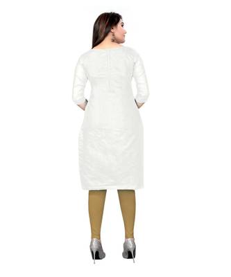 White Chanderi Cotton Embroidered Unstitched Dress Material 2