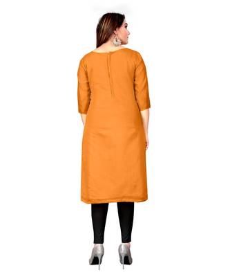 Orange Chanderi Cotton Embroidered Unstitched Dress Material 2