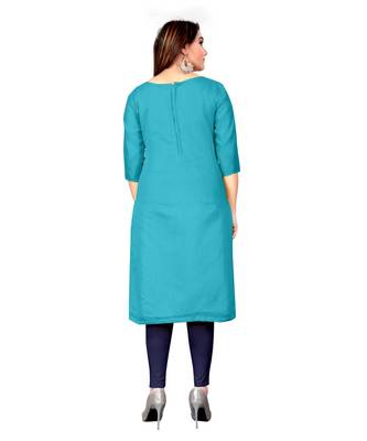 Sky Blue Chanderi Cotton Embroidered Unstitched Dress Material 2