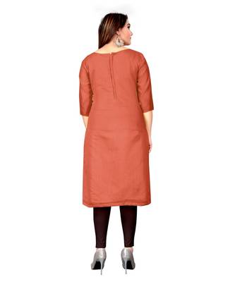 Peach Chanderi Cotton Embroidered Unstitched Dress Material 2