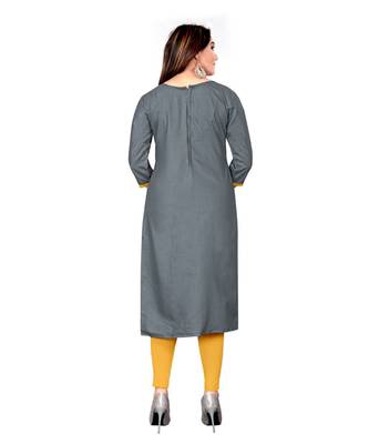 Grey Slub Cotton Embroidered Unstitched Dress Material 2