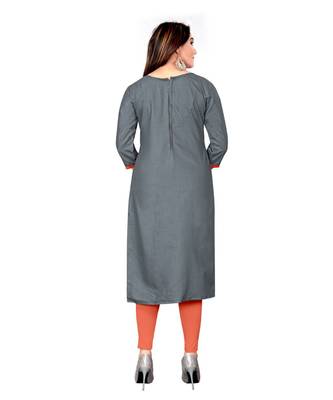 Grey Slub Cotton Embroidered Unstitched Dress Material 2