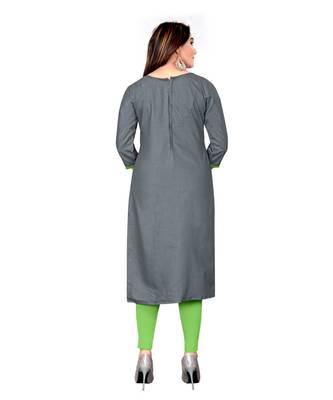 Grey Slub Cotton Embroidered Unstitched Dress Material 2