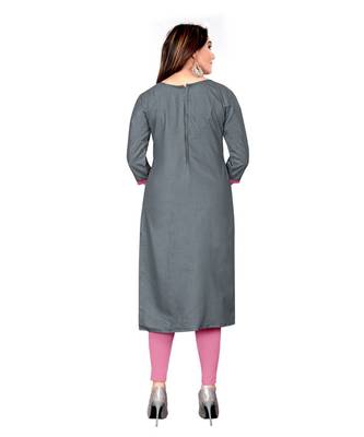 Grey Slub Cotton Embroidered Unstitched Dress Material 2
