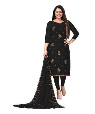 Black Georgette Embroidered Unstitched Dress Material 1