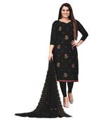 Black Georgette Embroidered Unstitched Dress Material