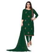 Green Georgette Embroidered Unstitched Dress Material