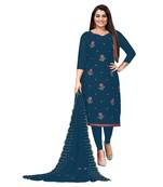 Blue Georgette Embroidered Unstitched Dress Material