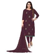 Purple Georgette Embroidered Unstitched Dress Material
