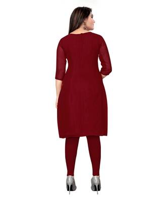 Maroon Georgette Embroidered Unstitched Dress Material 2