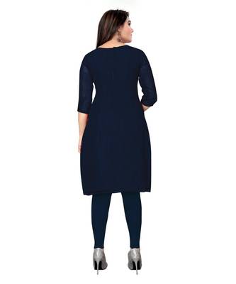 Navy Blue Georgette Embroidered Unstitched Dress Material 2