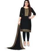 Black Georgette Embroidered Unstitched Dress Material