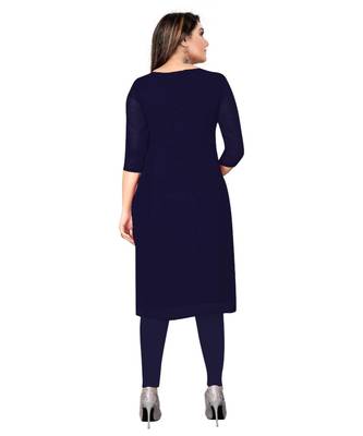 Navy Blue Georgette Embroidered Unstitched Dress Material 4
