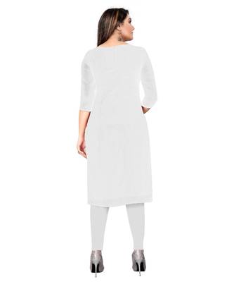 White Georgette Embroidered Unstitched Dress Material 4