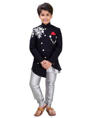 fourfolds boy's silver indo western 4