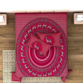 Jaipuri Print Cotton Mandala Double Badsheet  Camel 240 TC With 2 Pillow Cover Size/ 90 X 108 Inch 3