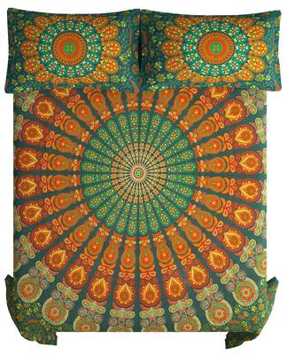 Jaipuri Print Cotton Mandala Double Badsheet Mirchi 240 TC With 2 Pillow Cover 4