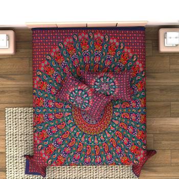 Jaipuri Cotton Mandala Double Badsheet Animal with Gujri Print 240 TC With 2 Pillow Cover Size/ 90 X 108 Inch 4