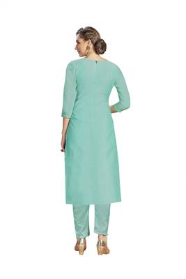 Kimisha Women's Turquoise Modal Chanderi Mukaish Work Unstitched Salwar Suit Material With Innar 1