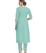Kimisha Women's Turquoise Modal Chanderi Mukaish Work Unstitched Salwar Suit Material With Innar