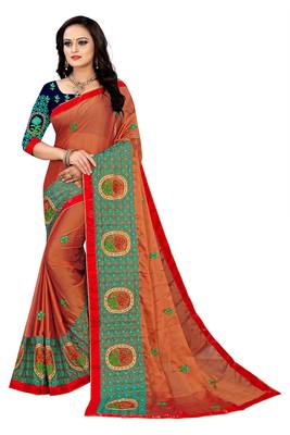 Embroidered Chiffon Saree With Blouse 1