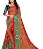 Embroidered Chiffon Saree With Blouse