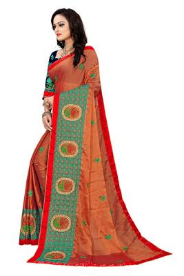 Embroidered Chiffon Saree With Blouse 3