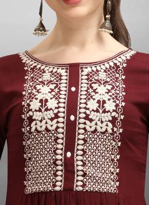 Maroon embroidered rayon Attrective Designer Kurti 2