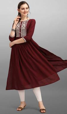 Maroon embroidered rayon Attrective Designer Kurti 4