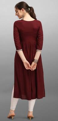 Maroon embroidered rayon Attrective Designer Kurti 5