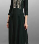 Green embroidered rayon Attrective Designer Kurti