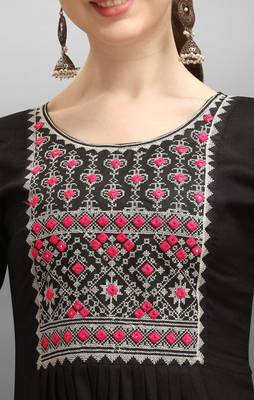 Black embroidered rayon Attrective Designer Kurti 2