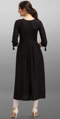 Black embroidered rayon Attrective Designer Kurti 5