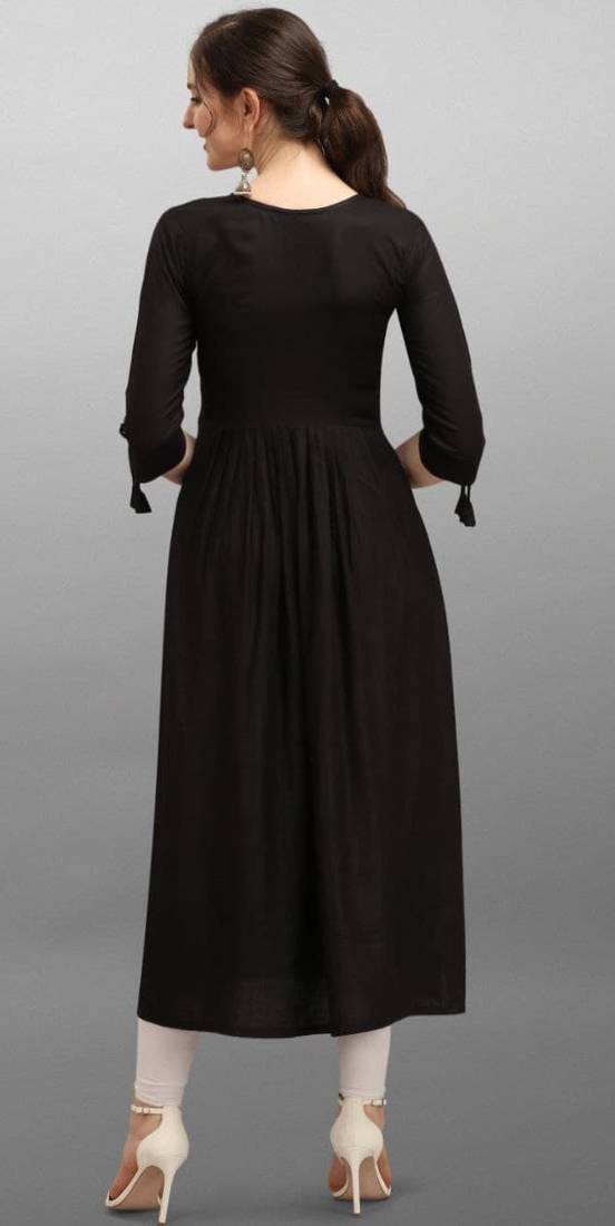 Black embroidered rayon Attrective Designer Kurti