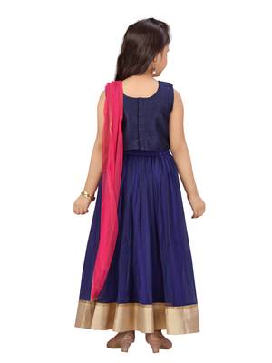 Blue self design net stitched lehenga 3