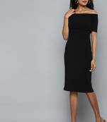 Black Crepe plain stitched   Dress
