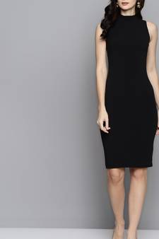 Black Crepe plain stitched   Dress